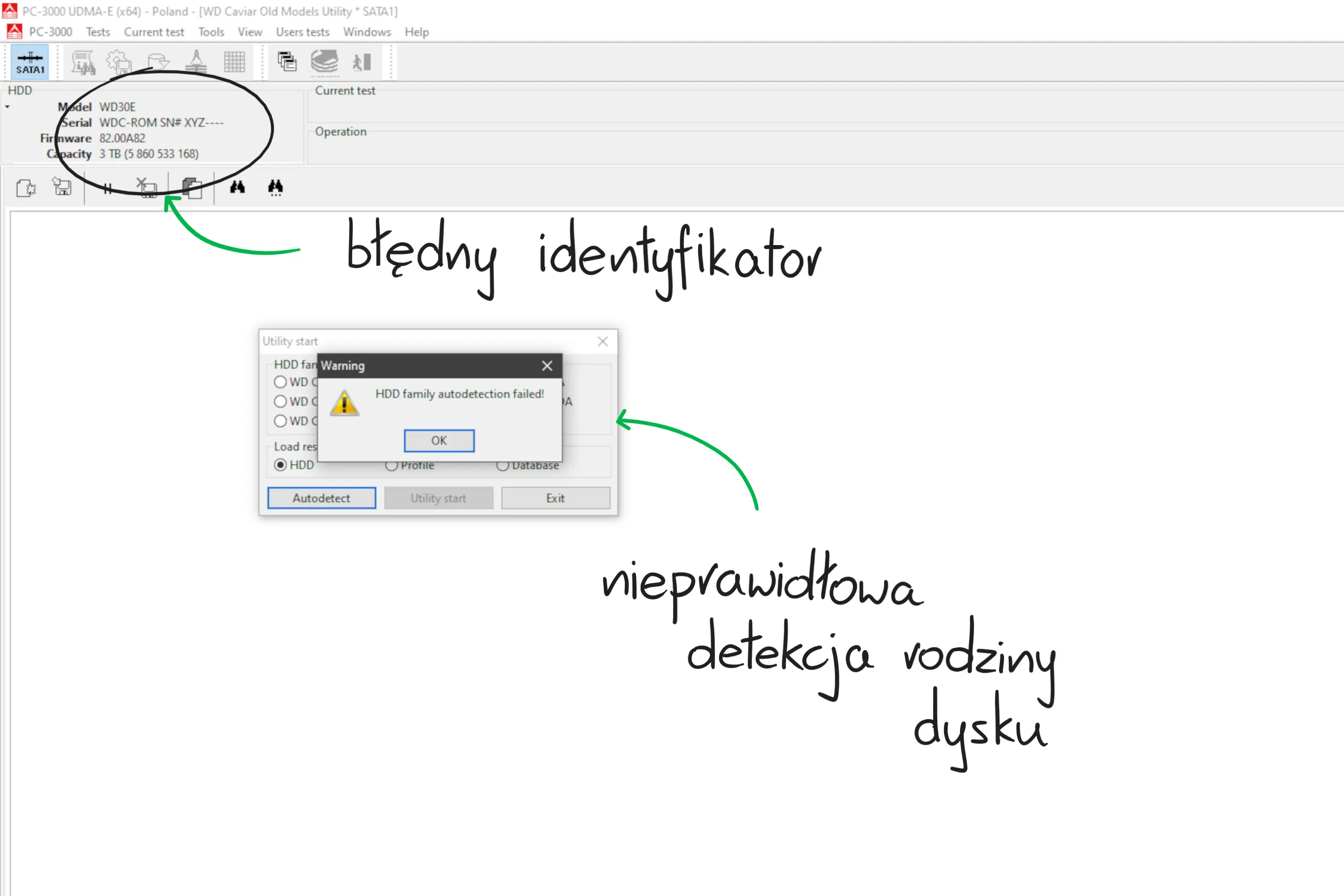 Nieprawidłowy identyfikator dysku twardego