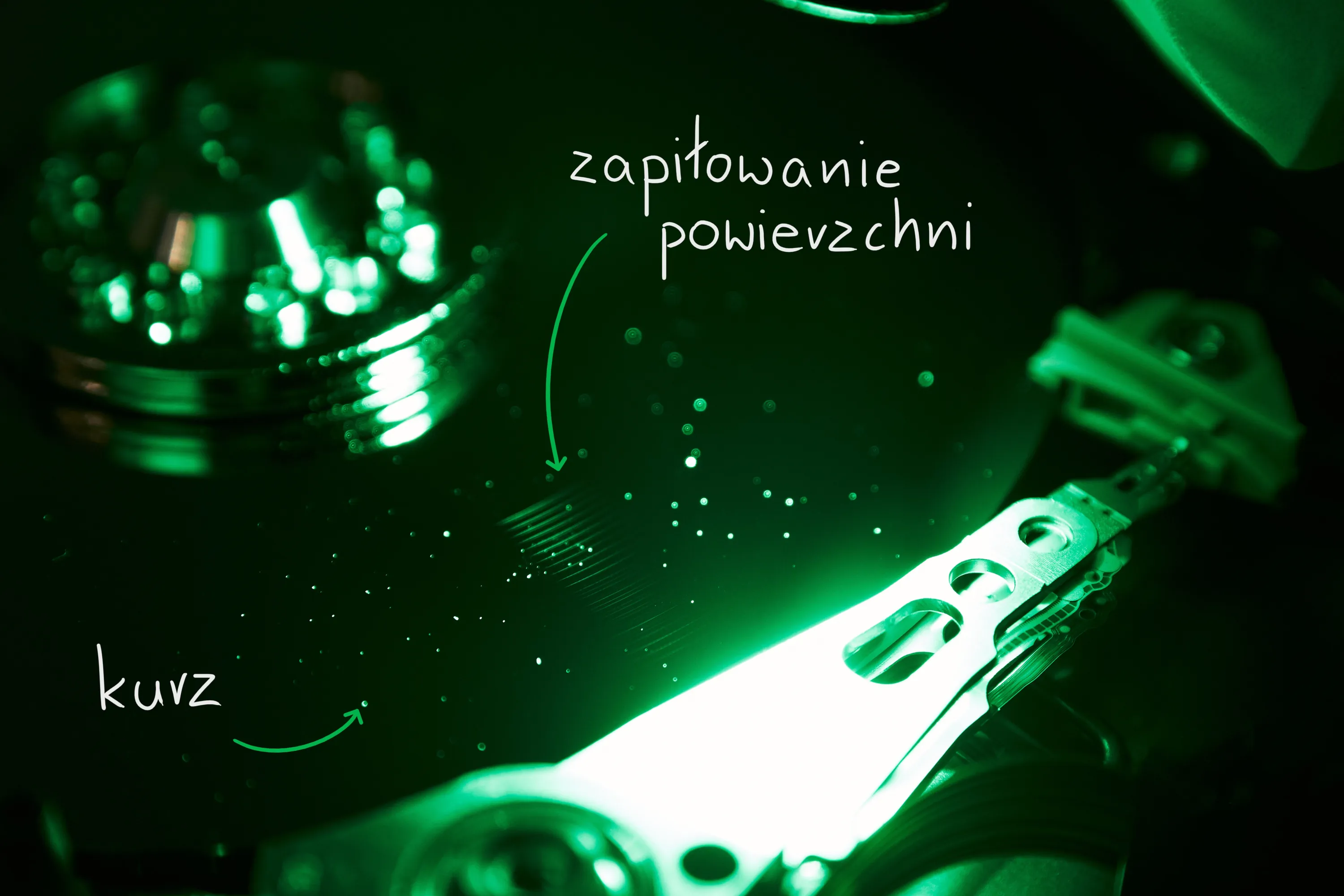 Fizyczne rysy na talerzu HDD – przykład uszkodzenia, którego program nie naprawi