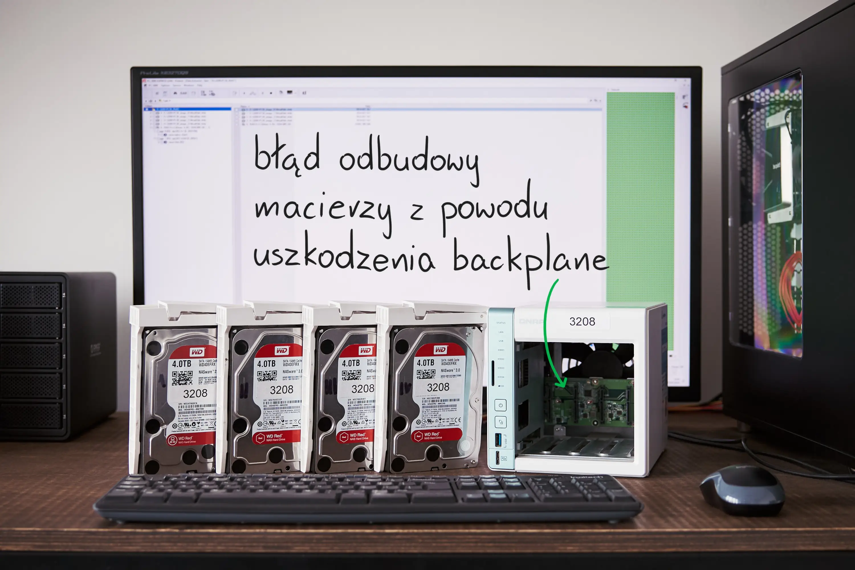 Awaria macierzy RAID spowodowana uszkodzeniem backplane w serwerze NAS